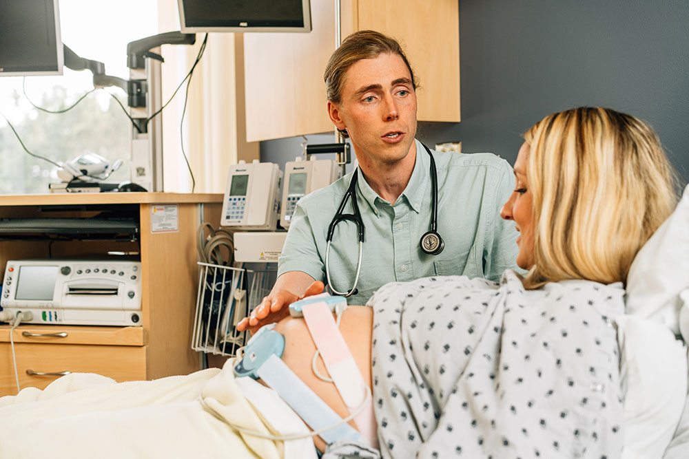 Black River Memorial Hospital obstetrics Doctor assists a pregnant patient